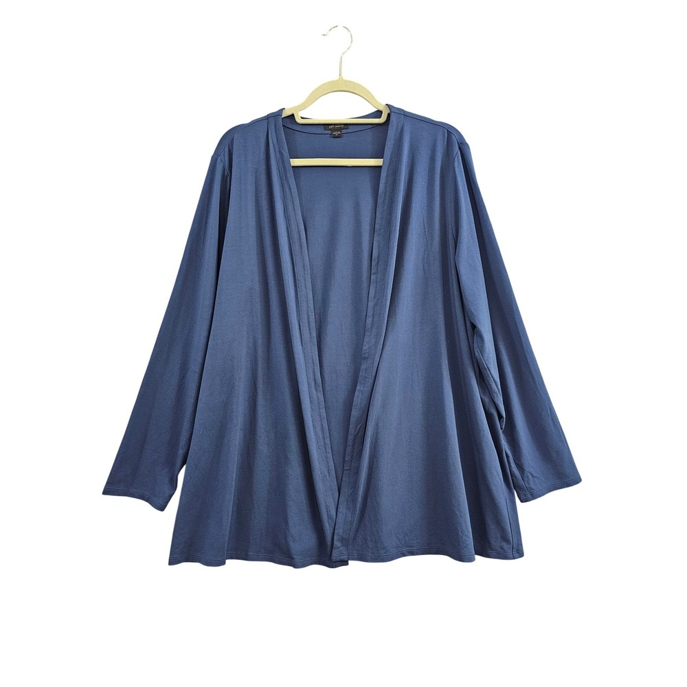 J. Jill Wearever Cardigan Women XL Blue Solid Open Front Rayon Lycra KJT219671